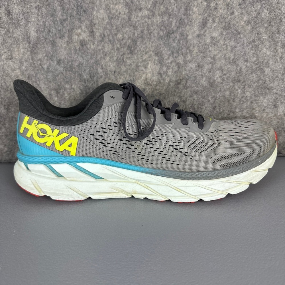 Hoka Running Shoes Mens 12.5 Grey Clifton 7 1110508 WDDS Road Sneakers